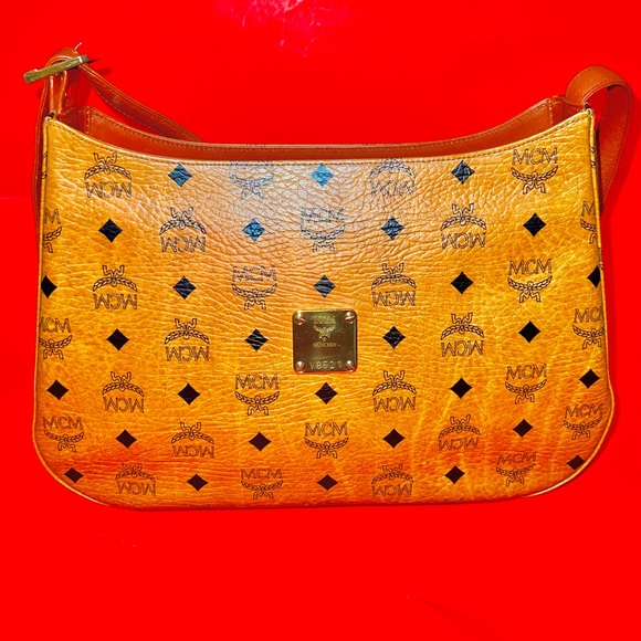 Authentic EUC 🔥MCM 🔥Cognac Visetos Shoulder Bag - Picture 1 of 5
